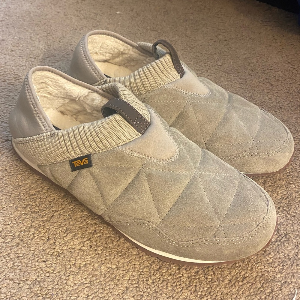 Teva ReEMBER Men’s Slip On Slippers Fur Lined Grey